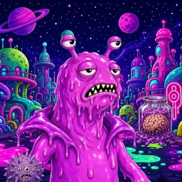 Oozlings #3898, Mutated Slug · Neon City