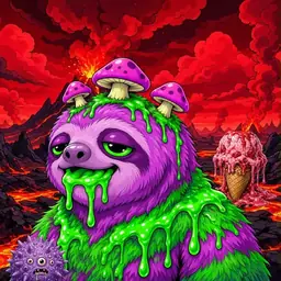 Oozlings #39, Mutated Slime Sloth · Lava Fields