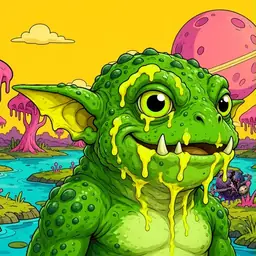 Oozlings #3901, Mutated Toad Goblin · Turquoise Swamp