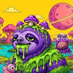 Oozlings #3906, Slime Sloth · Turquoise Swamp