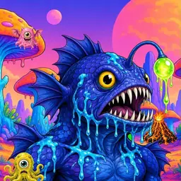 Oozlings #3907, Anglerfish · Mushroom Desert