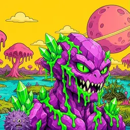 Oozlings #3912, Mutated Crystal Rock · Turquoise Swamp