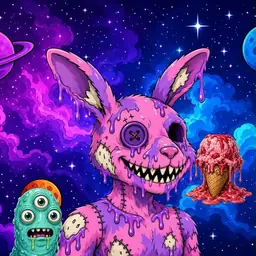Oozlings #3922, Zombie Bunny · Void Nebula