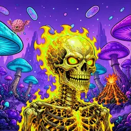 Oozlings #3929, Mutated Fire Skull · Fungus Forest