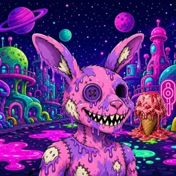 Oozlings #393, Zombie Bunny · Neon City