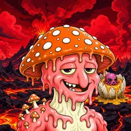 Oozlings #3931, Mutated Mushroom Head · Lava Fields