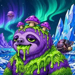 Oozlings #3936, Slime Sloth · Aurora Ice
