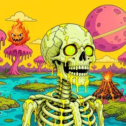 Oozlings #3947, Mutated Skull · Turquoise Swamp