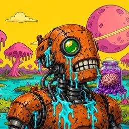 Oozlings #3954, Rusty Robot · Turquoise Swamp