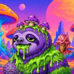 Oozlings #3956, Slime Sloth · Mushroom Desert
