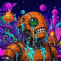 Oozlings #3957, Rusty Robot · Neon City