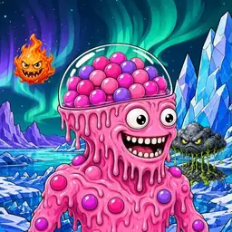 Oozlings #3962, Gumball Brain · Aurora Ice
