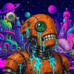 Oozlings #3966, Rusty Robot · Neon City