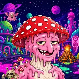 Oozlings #3972, Mushroom Head · Neon City
