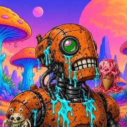 Oozlings #3983, Rusty Robot · Mushroom Desert