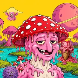 Oozlings #3985, Mushroom Head · Turquoise Swamp