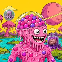 Oozlings #3986, Gumball Brain · Turquoise Swamp