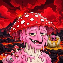 Oozlings #3987, Mushroom Head · Lava Fields