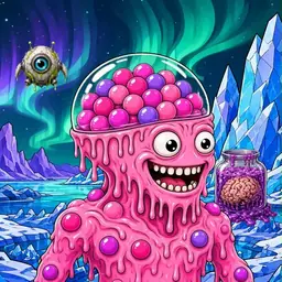 Oozlings #3989, Gumball Brain · Aurora Ice