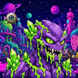 Oozlings #3995, Crystal Rock · Neon City