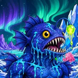 Oozlings #4001, Anglerfish · Aurora Ice