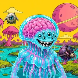 Oozlings #4003, Jellyfish Brain · Turquoise Swamp