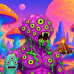Oozlings #4011, Mutated Eyeball Cluster · Mushroom Desert