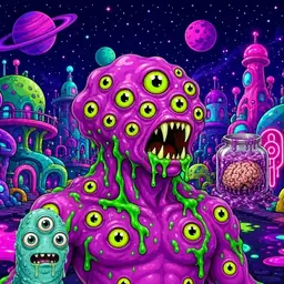 Oozlings #4020, Mutated Eyeball Cluster · Neon City