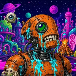 Oozlings #4025, Rusty Robot · Neon City