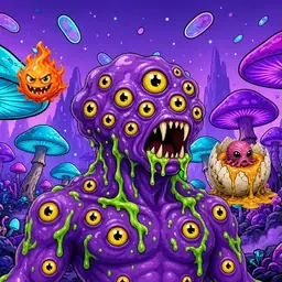 Oozlings #4027, Eyeball Cluster · Fungus Forest