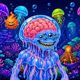 Oozlings #403, Mutated Jellyfish Brain · Glow Reef