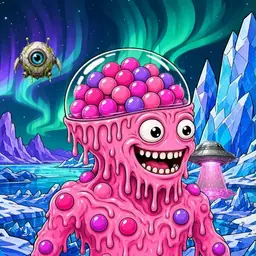 Oozlings #4033, Gumball Brain · Aurora Ice