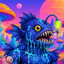 Oozlings #4051, Anglerfish · Mushroom Desert