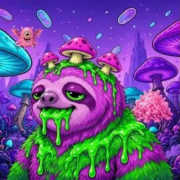 Oozlings #4058, Mutated Slime Sloth · Fungus Forest