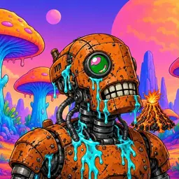 Oozlings #4072, Rusty Robot · Mushroom Desert