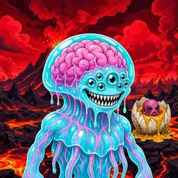 Oozlings #4074, Jellyfish Brain · Lava Fields
