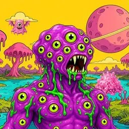 Oozlings #4080, Mutated Eyeball Cluster · Turquoise Swamp