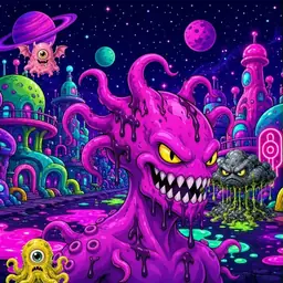 Oozlings #4086, Squid · Neon City