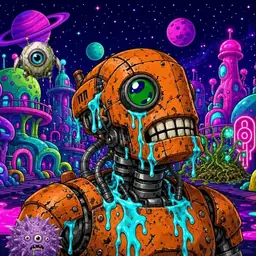 Oozlings #4090, Rusty Robot · Neon City