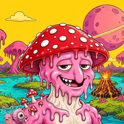 Oozlings #410, Mushroom Head · Turquoise Swamp