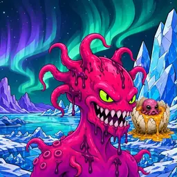 Oozlings #4102, Mutated Squid · Aurora Ice