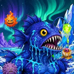 Oozlings #4104, Anglerfish · Aurora Ice