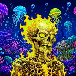 Oozlings #4117, Mutated Fire Skull · Glow Reef
