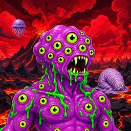 Oozlings #412, Mutated Eyeball Cluster · Lava Fields