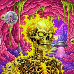 Oozlings #4121, Mutated Fire Skull · Flesh Cave