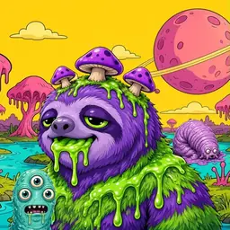 Oozlings #4124, Slime Sloth · Turquoise Swamp