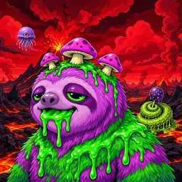 Oozlings #4125, Mutated Slime Sloth · Lava Fields
