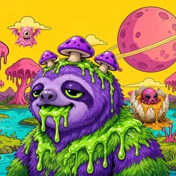 Oozlings #4128, Slime Sloth · Turquoise Swamp