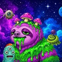 Oozlings #4136, Mutated Slime Sloth · Void Nebula