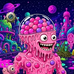 Oozlings #4137, Gumball Brain · Neon City